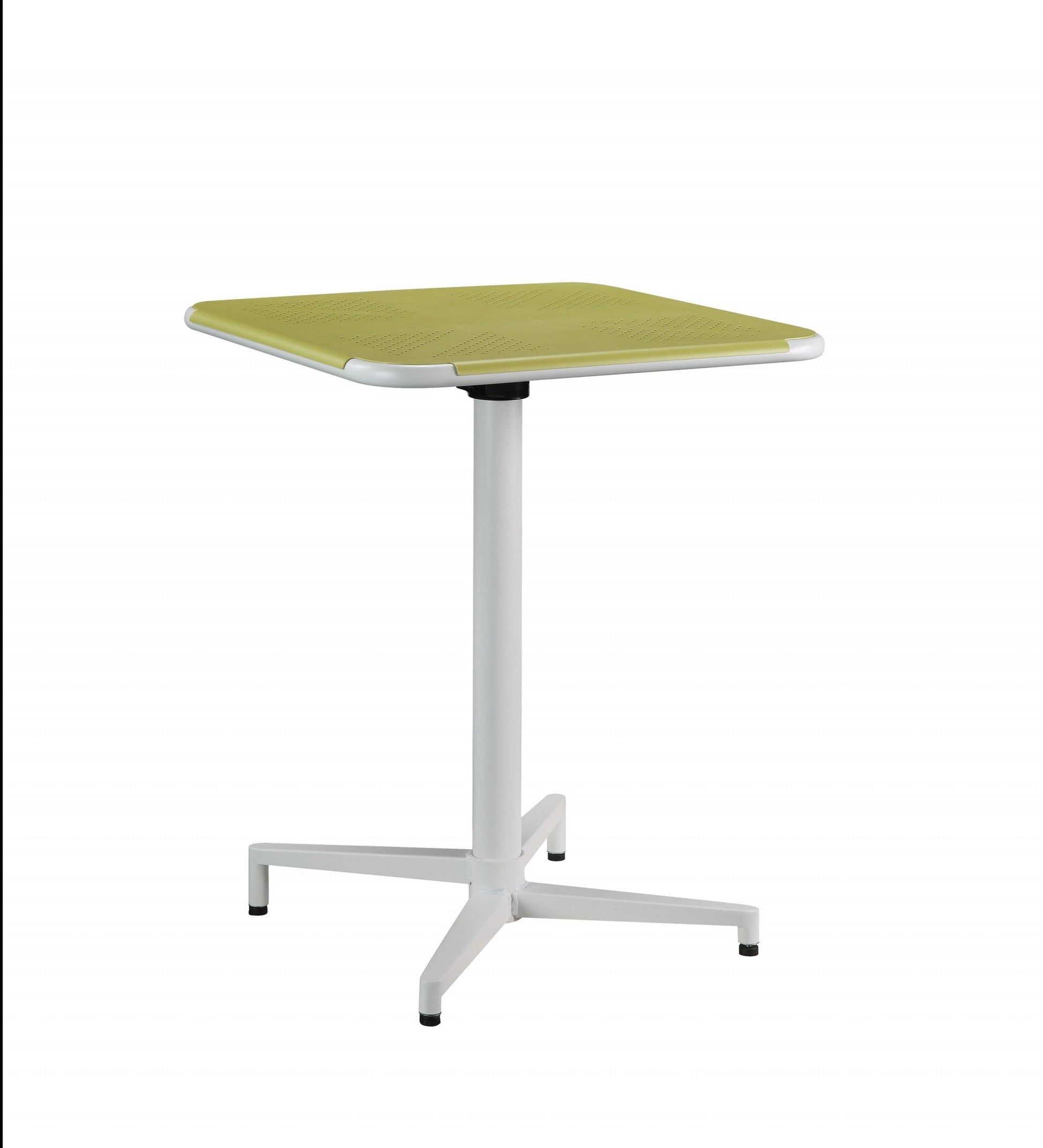 HomeRoots 24" x 24" x 30" Metal Folding Table With Yellow and White Finish