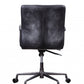 HomeRoots 24" x 25" x 36" Vintage Black Top Grain Leather Aluminum Metal Upholstered (Seat) Casters Engineered Wood Executive Office Chair