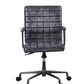 HomeRoots 24" x 25" x 36" Vintage Black Top Grain Leather Aluminum Metal Upholstered (Seat) Casters Engineered Wood Executive Office Chair