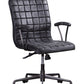 HomeRoots 24" x 25" x 36" Vintage Black Top Grain Leather Aluminum Metal Upholstered (Seat) Casters Engineered Wood Executive Office Chair