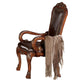 HomeRoots 24" x 25" x 46" Faux Leather Upholstery And Cherry Oak Wood Finish Arm Chair in Set of Two