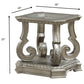 HomeRoots 24" x 26" x 25" Clear Glass Wood Poly-Resin End Table in Antique Champagne Finish