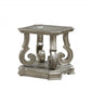 HomeRoots 24" x 26" x 25" Clear Glass Wood Poly-Resin End Table in Antique Champagne Finish