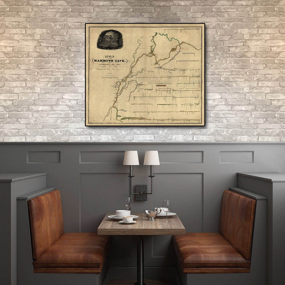 HomeRoots 24" x 28" Map of Kentucky Mammoth Cave Vintage Poster Wall Art