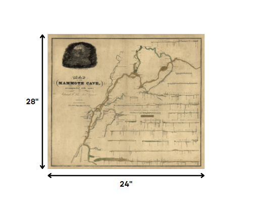 HomeRoots 24" x 28" Map of Kentucky Mammoth Cave Vintage Poster Wall Art