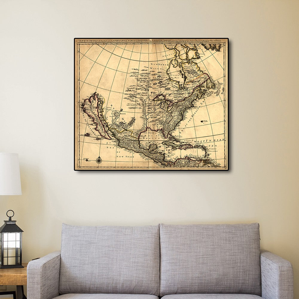 HomeRoots 24" x 28" Map of North America c1685 Vintage Poster Wall Art