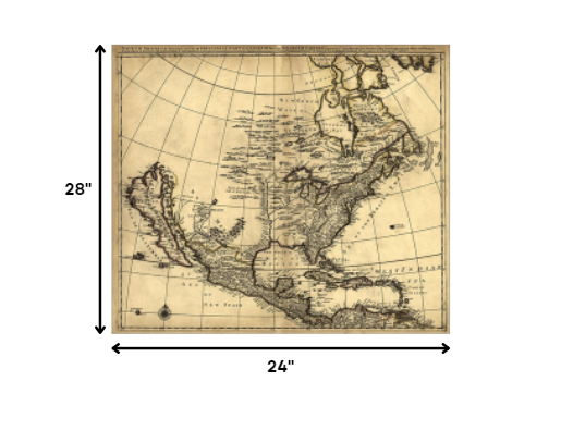 HomeRoots 24" x 28" Map of North America c1685 Vintage Poster Wall Art