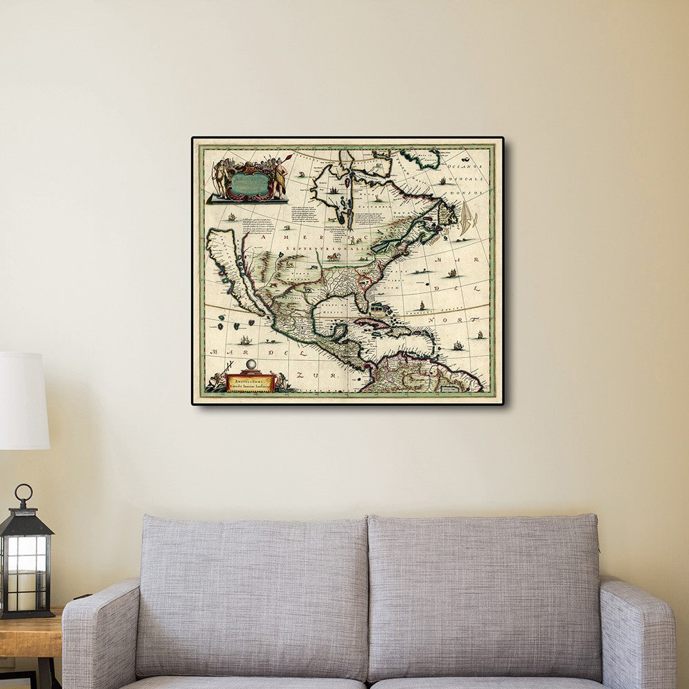 HomeRoots 24" x 28" Vintage 1652 Map of Early North America Wall Art