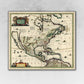 HomeRoots 24" x 28" Vintage 1652 Map of Early North America Wall Art