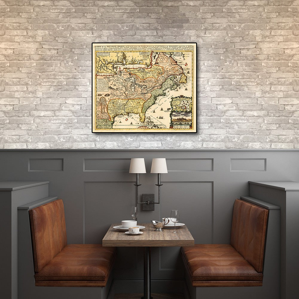 HomeRoots 24" x 28" Vintage 1718 Map of New France
