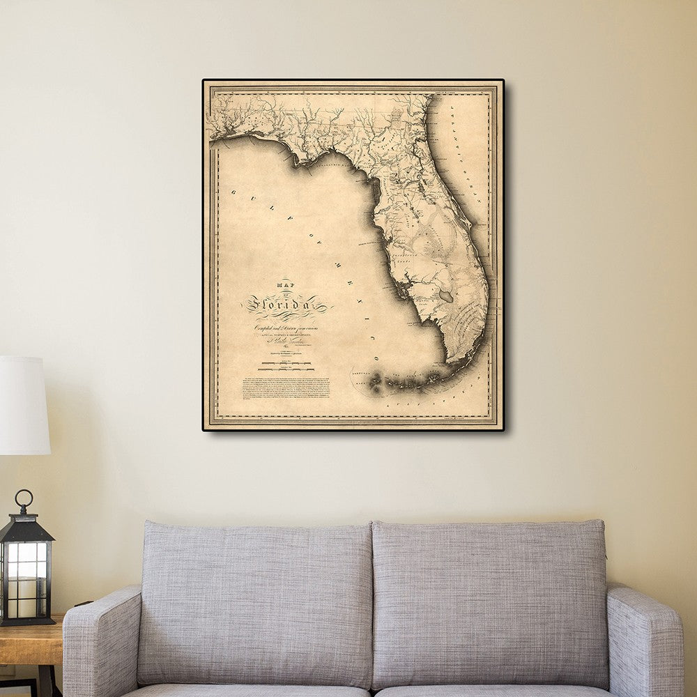 HomeRoots 24" x 28" c1823 Early Map Of Florida Vintage Poster Wall Art