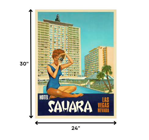 HomeRoots 24" x 30" Hotel Sahara c1960s Las Vegas Vintage Travel Poster Wall Art