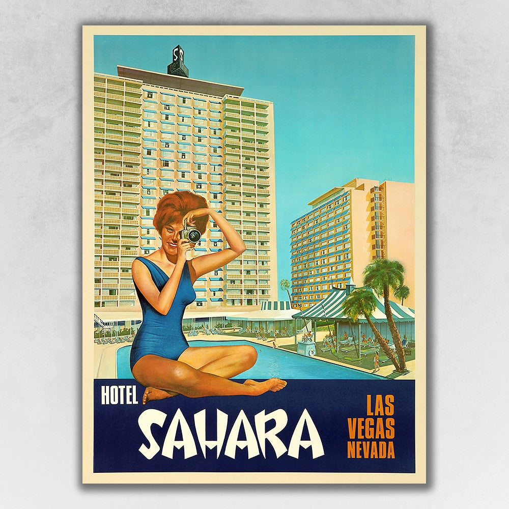 HomeRoots 24" x 30" Hotel Sahara c1960s Las Vegas Vintage Travel Poster Wall Art