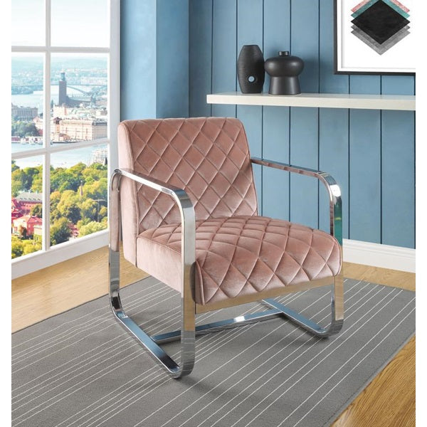 HomeRoots 24" x 31" x 34" Accent Chair in Pink Finish