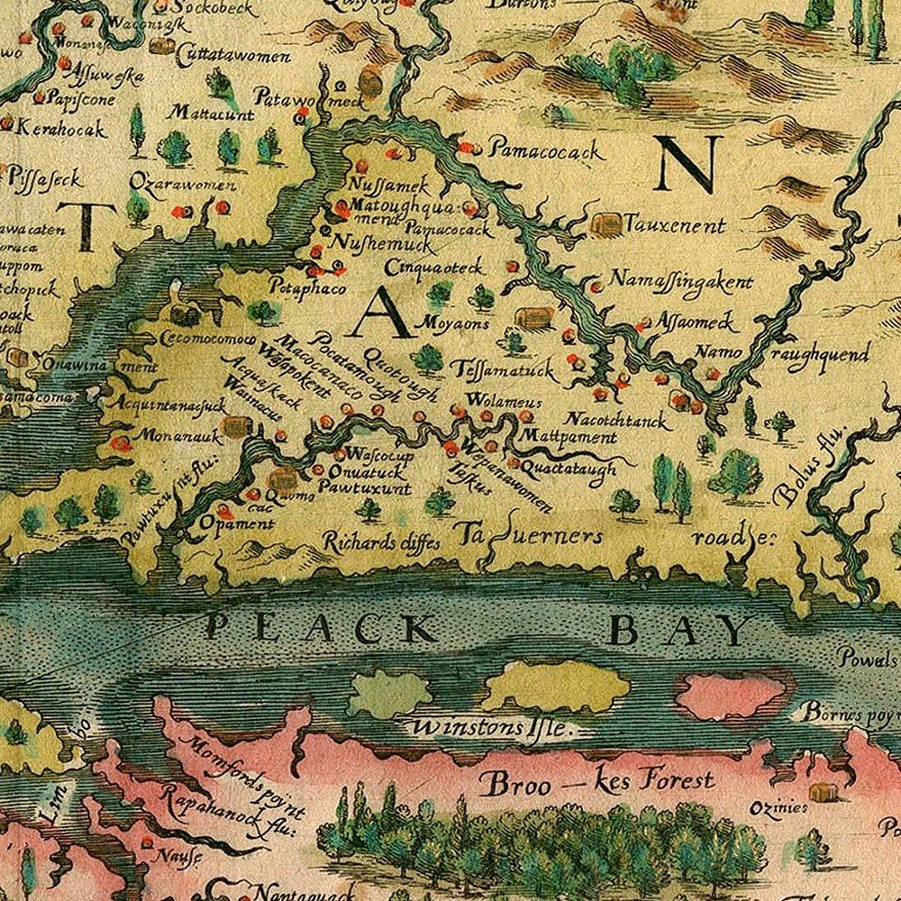 HomeRoots 24" x 32" Map of Virginia c1627 Vintage Poster Wall Art