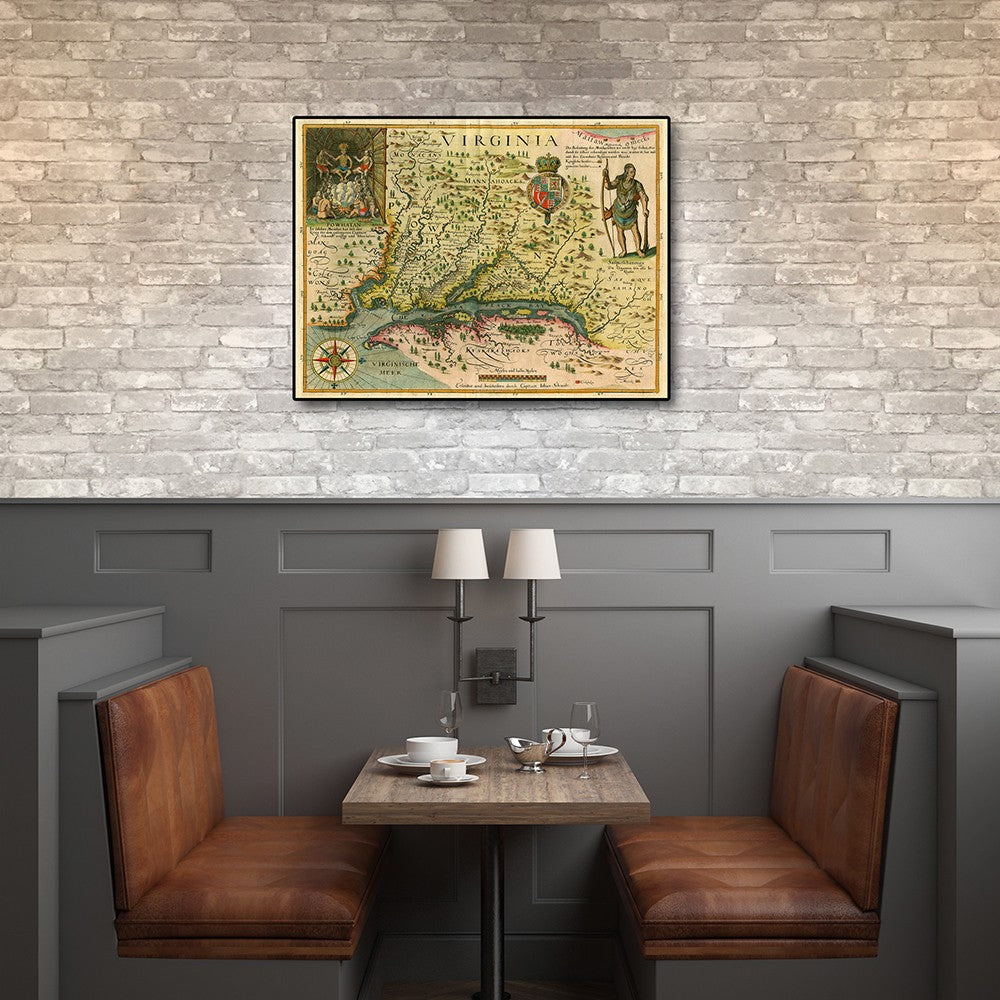 HomeRoots 24" x 32" Map of Virginia c1627 Vintage Poster Wall Art