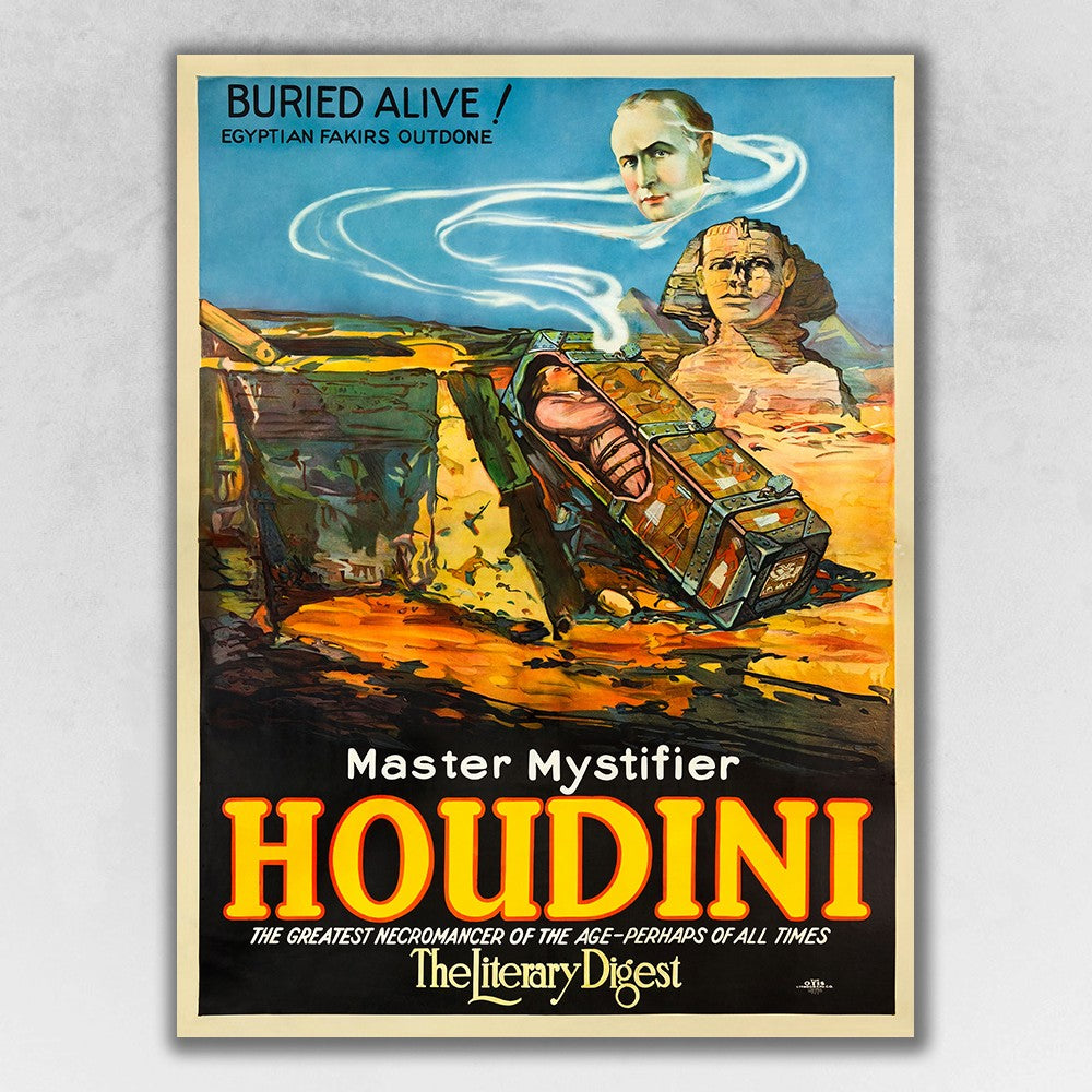 HomeRoots 24" x 32" Master Mystifier Houdini Vintage Magic Poster Wall Art