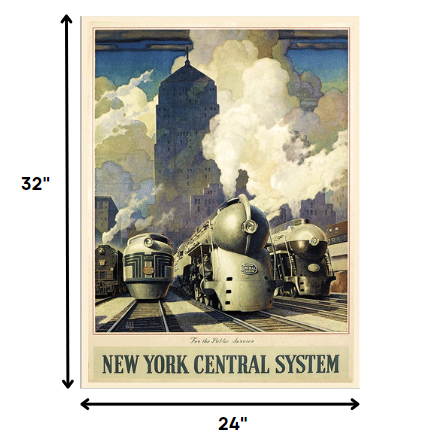HomeRoots 24" x 32" New York Railroad Vintage Travel Poster Wall Art