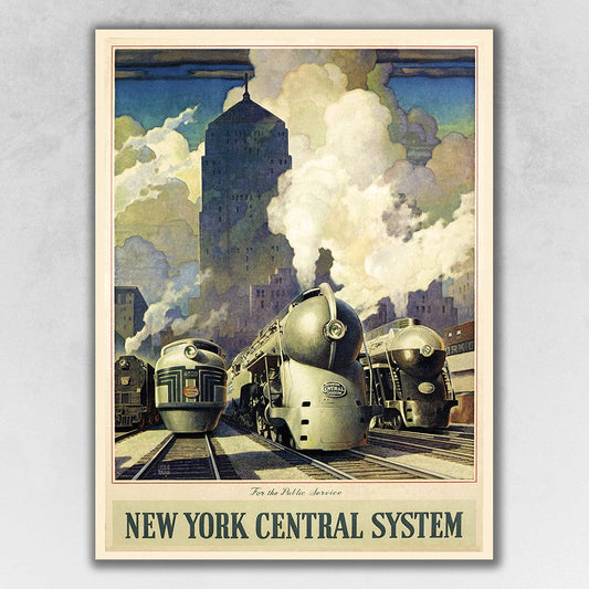 HomeRoots 24" x 32" New York Railroad Vintage Travel Poster Wall Art