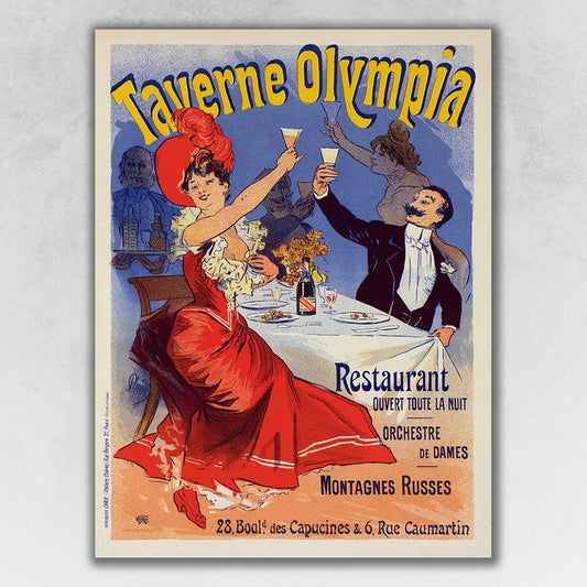 HomeRoots 24" x 32" Taverne Olympia French Restaraunt Wall Art Print