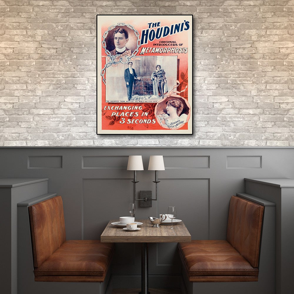 HomeRoots 24" x 32" The Houdini's Metamorphosis Vintage Magic Poster Wall Art