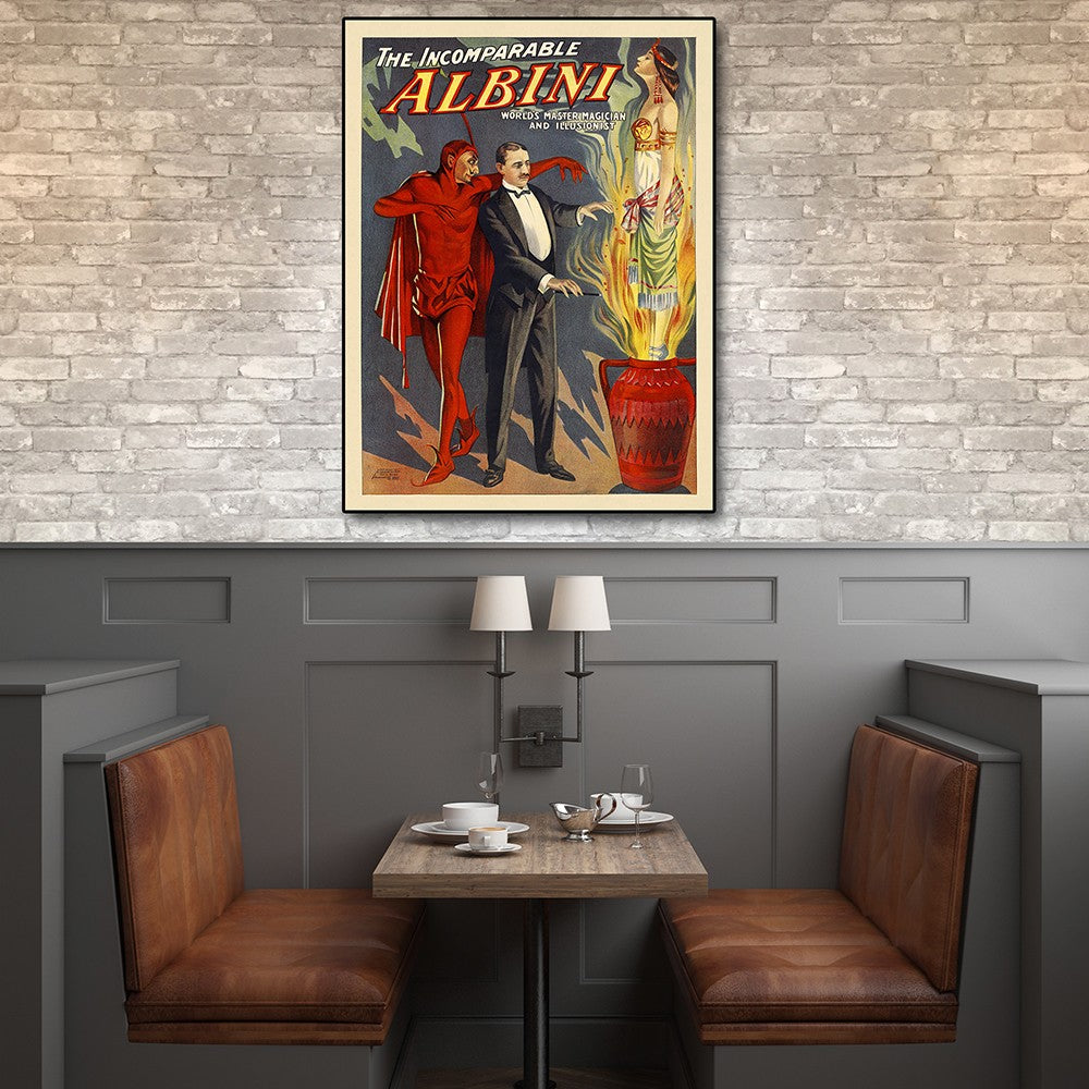 HomeRoots 24" x 32" The Incomparable Albini Vintage Magic Poster Wall Art