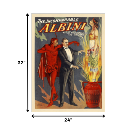 HomeRoots 24" x 32" The Incomparable Albini Vintage Magic Poster Wall Art