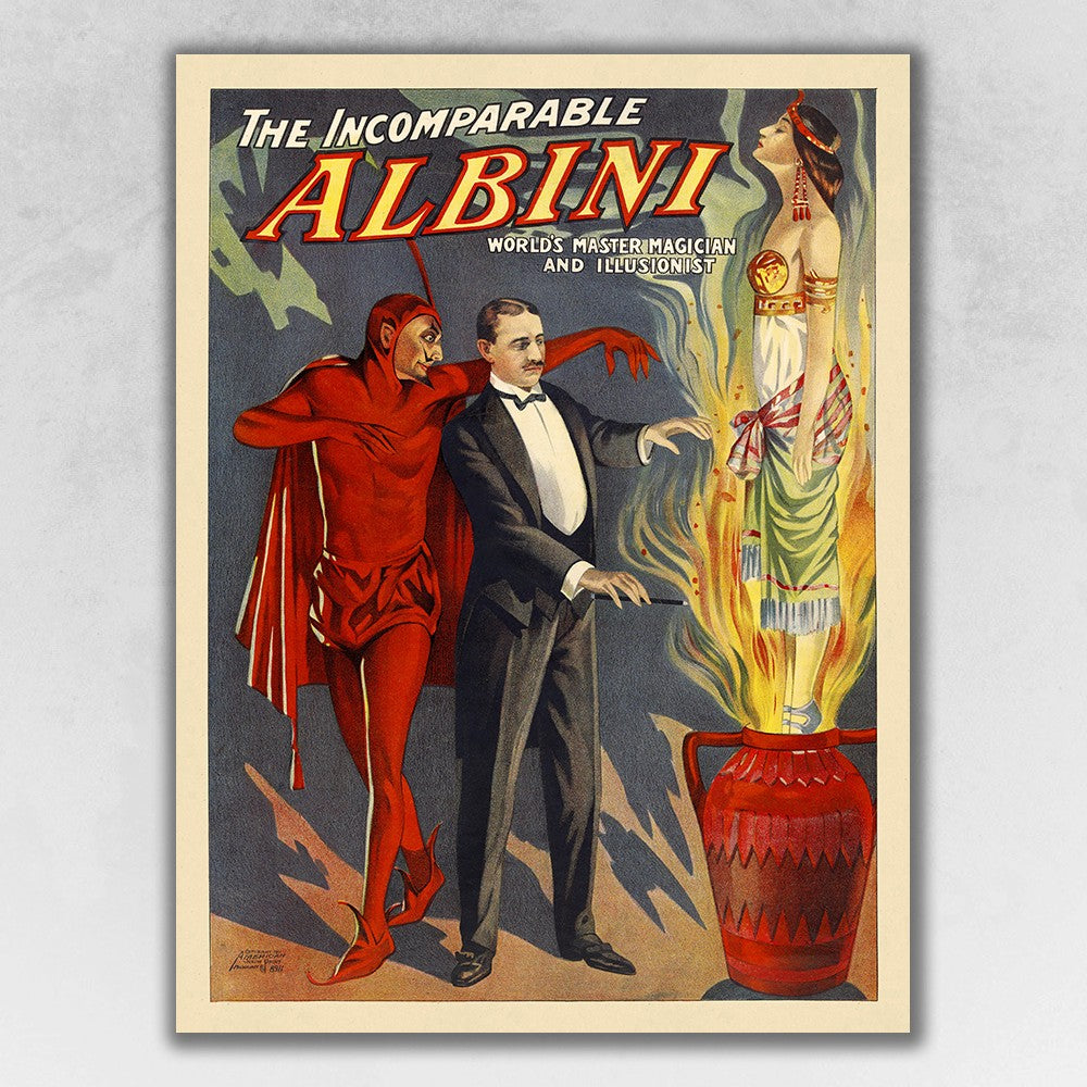 HomeRoots 24" x 32" The Incomparable Albini Vintage Magic Poster Wall Art