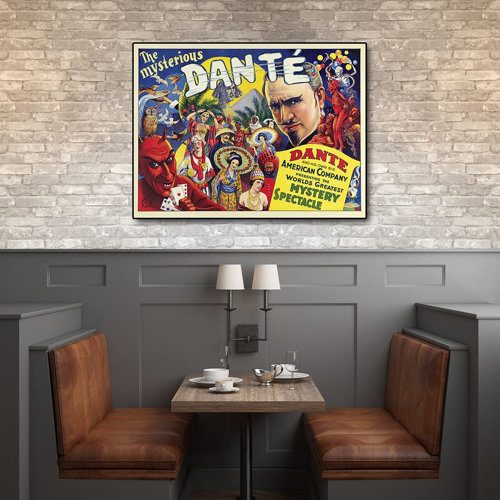 HomeRoots 24" x 32" The Mysterious Dante Vintage Magic Poster Wall Art