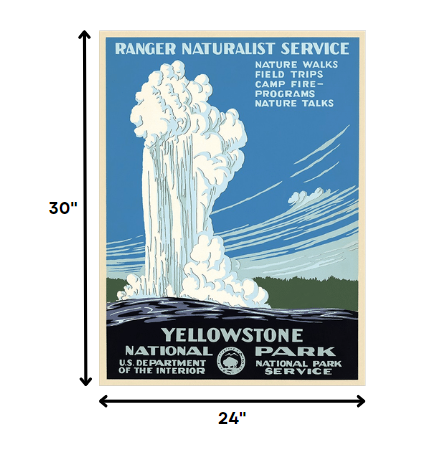 HomeRoots 24" x 32" Yellowstone National Park c1938 Vintage Travel Poster Wall Art