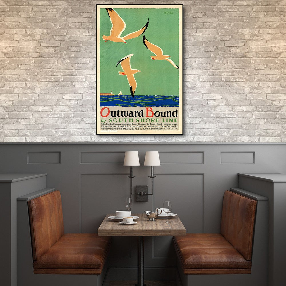 HomeRoots 24" x 36" Birds Over Lake Michigan c1929 Vintage Travel Poster Wall Art