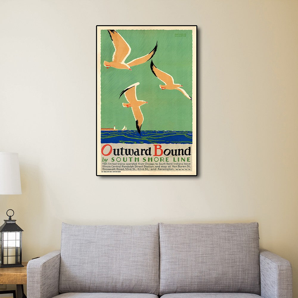HomeRoots 24" x 36" Birds Over Lake Michigan c1929 Vintage Travel Poster Wall Art