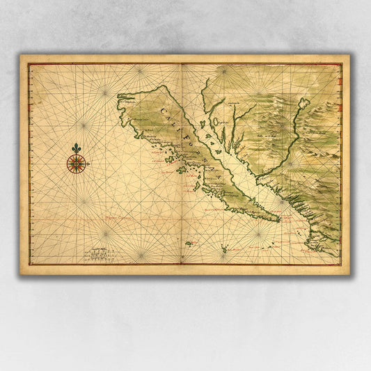 HomeRoots 24" x 36" California as an Island c1650 Vintage Map Wall Art