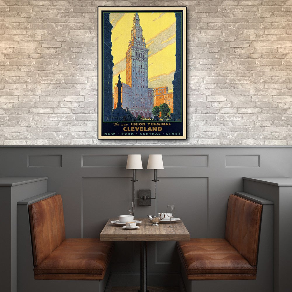 HomeRoots 24" x 36" Cleveland Union Terminal Vintage Travel Poster Wall Art