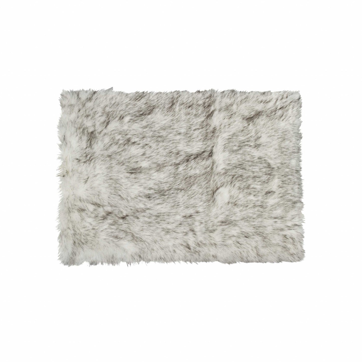 HomeRoots 24" x 36" Faux Fur Rectangular Area Rug in Gradient Grey Finish