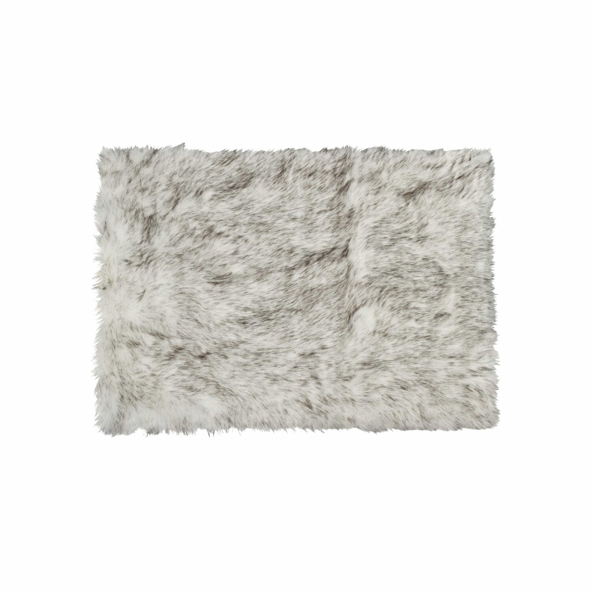 HomeRoots 24" x 36" Faux Fur Rectangular Area Rug in Gradient Grey Finish