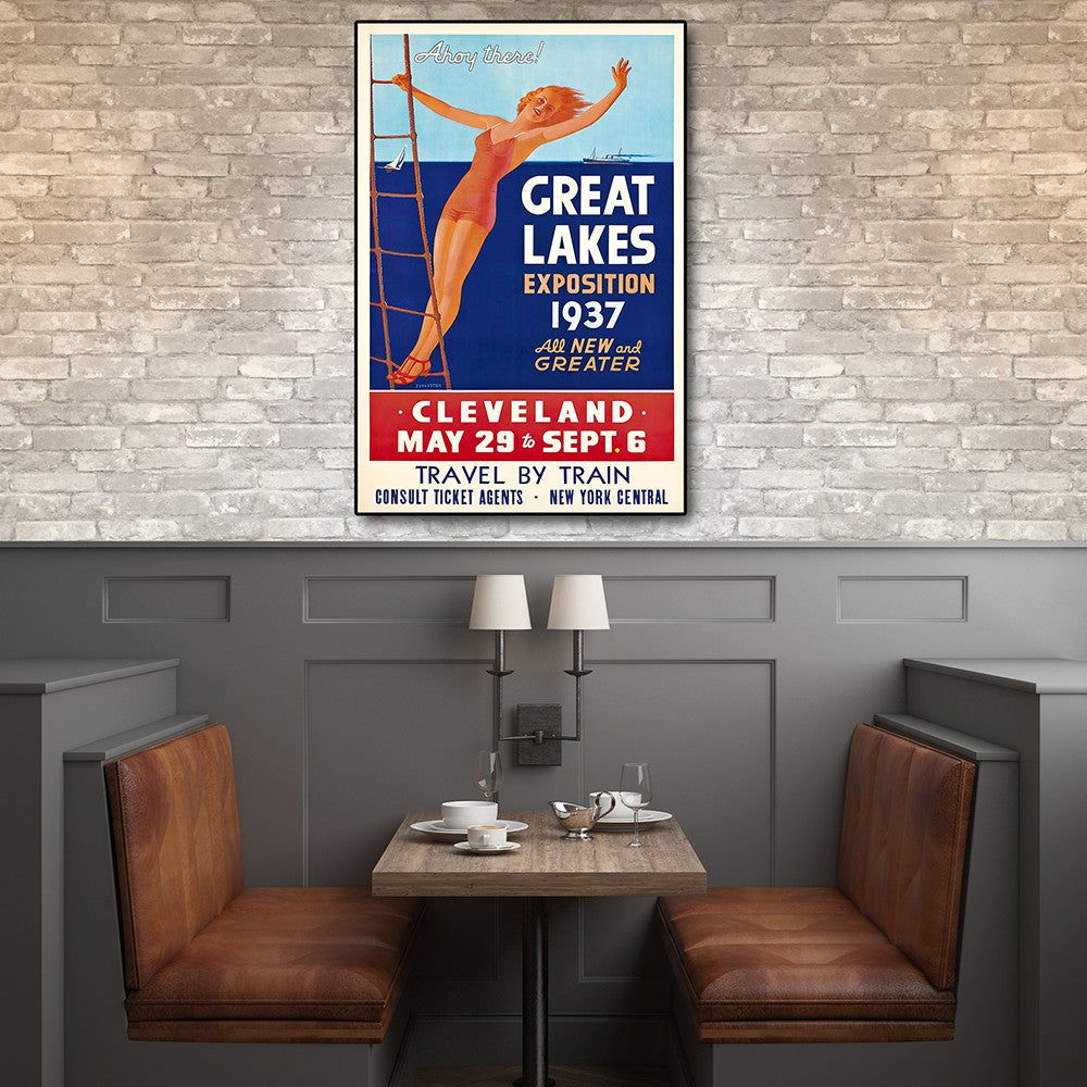 HomeRoots 24" x 36" Great Lakes 1937 Vintage Travel Poster Wall Art
