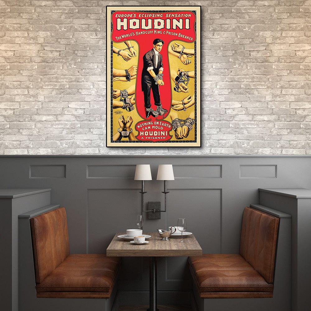 HomeRoots 24" x 36" Houdini Handcuff King Vintage Magic Poster Wall Art
