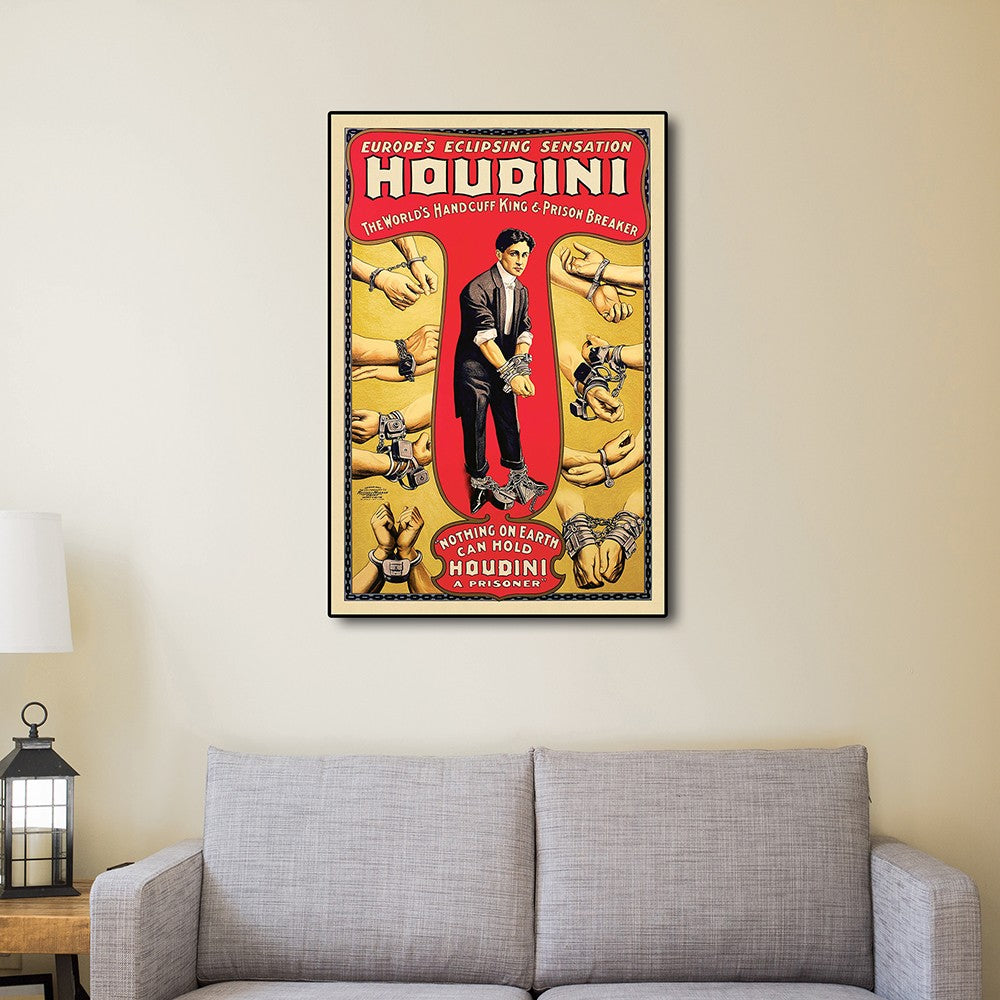 HomeRoots 24" x 36" Houdini Handcuff King Vintage Magic Poster Wall Art