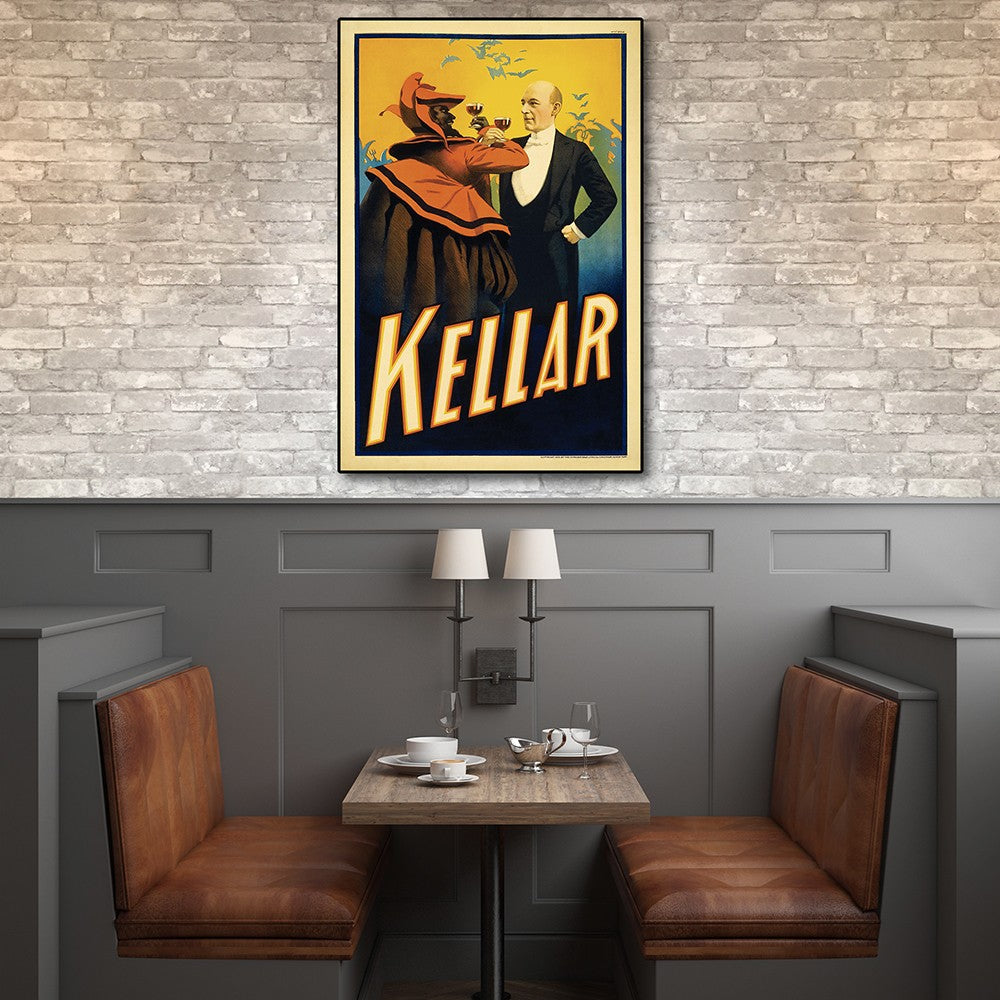 HomeRoots 24" x 36" Kellar Drinks with the Devil Vintage Magic Poster Wall Art