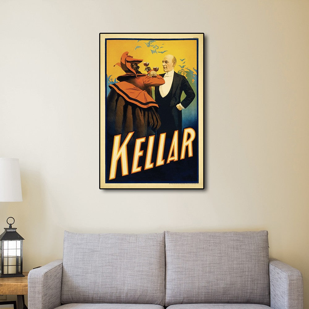 HomeRoots 24" x 36" Kellar Drinks with the Devil Vintage Magic Poster Wall Art