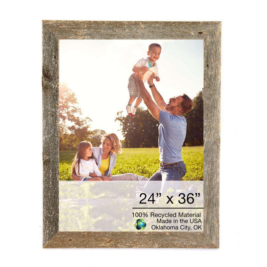 HomeRoots 24" x 36" Natural Weathered Grey Picture Frame with Plexiglass Holder