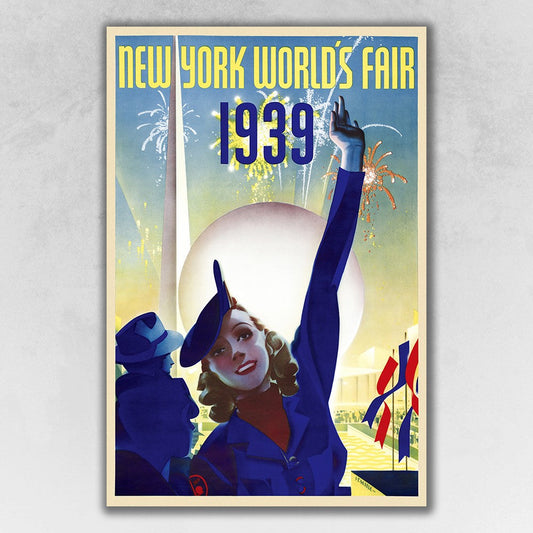 HomeRoots 24" x 36" New York 1939 World's Fair Vintage Travel Poster Wall Art