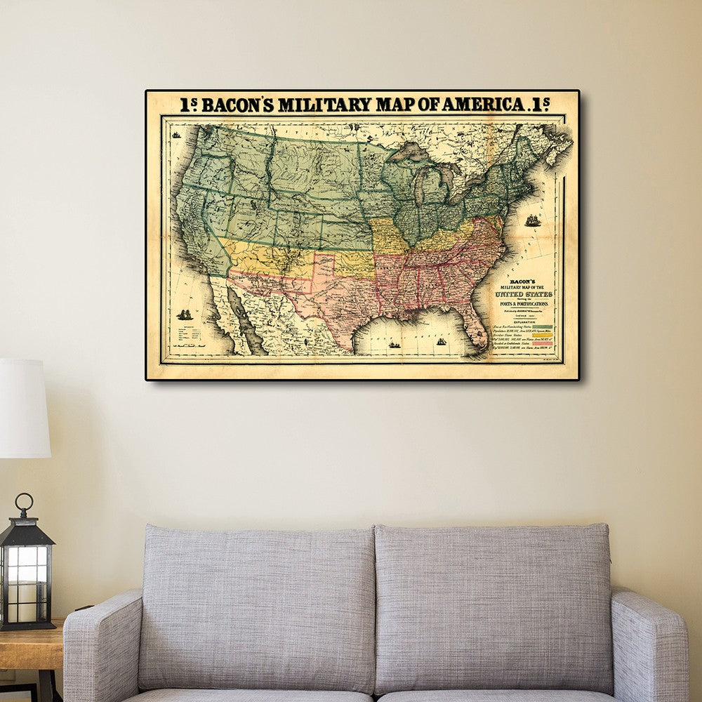 HomeRoots 24" x 36" Vintage 1862 Civil War Map Wall Art