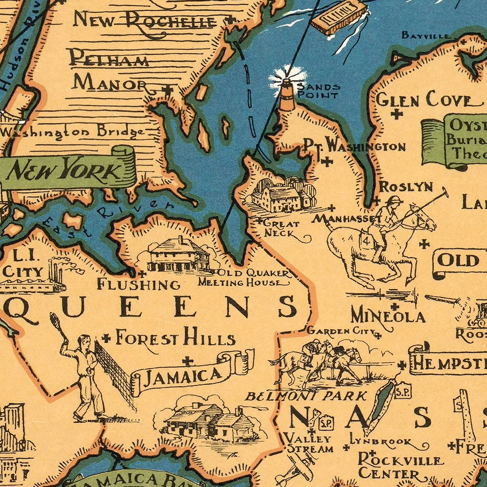 HomeRoots 24" x 36" Vintage 1933 Map of Long Island Wall Art