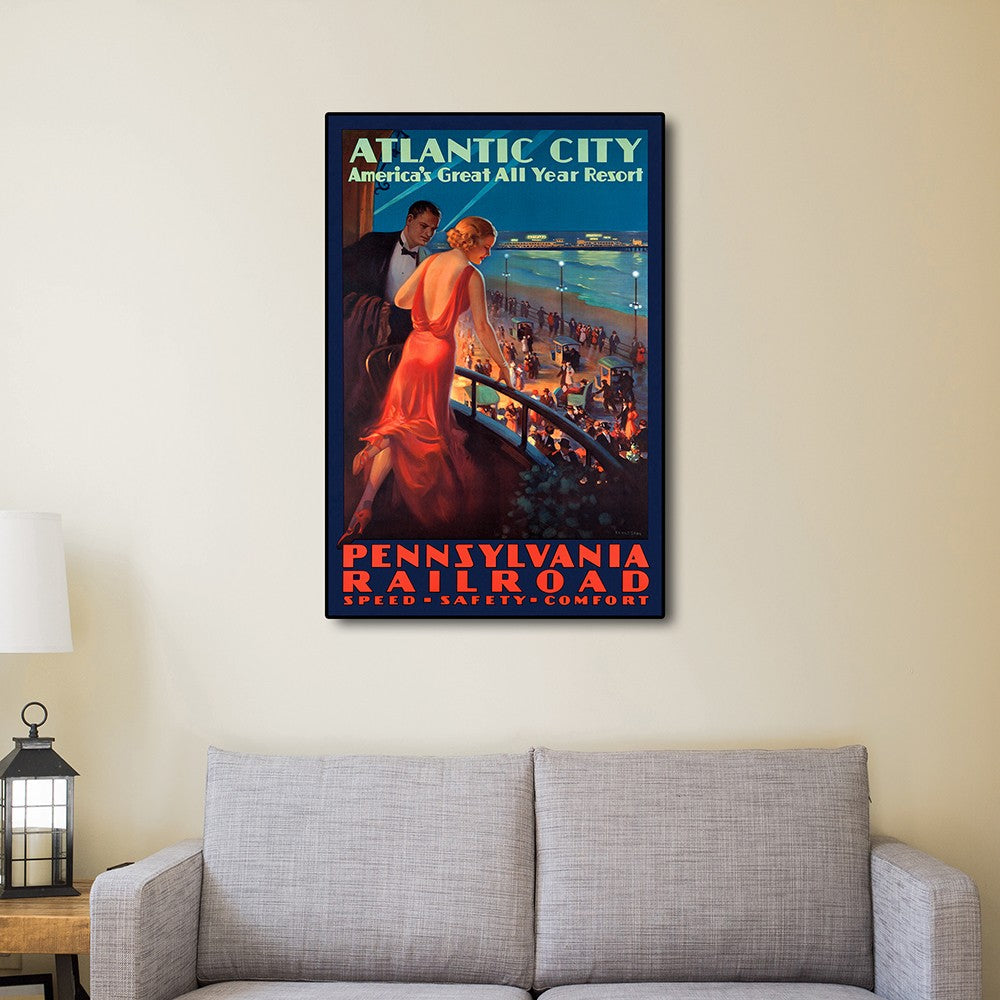 HomeRoots 24" x 36" Vintage 1935 Atlantic City Travel Poster Wall Art
