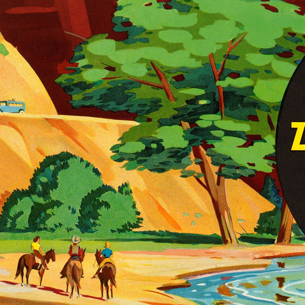 HomeRoots 24" x 36" Zion National Utah c1950s Vintage Travel Poster Wall Art