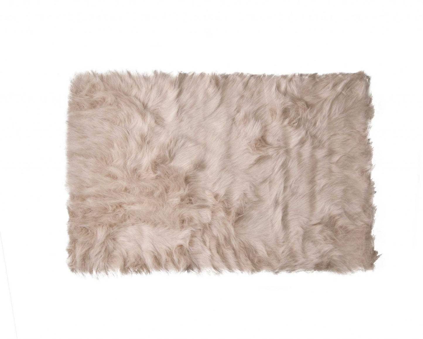 HomeRoots 24" x 36" x 1.5" Acrylic Plush Faux Sheepskin Area Rug in Taupe Finish