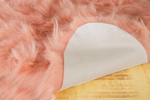 HomeRoots 24" x 36" x 1.5" Dusty Rose Faux Sheepskin - Area Rug