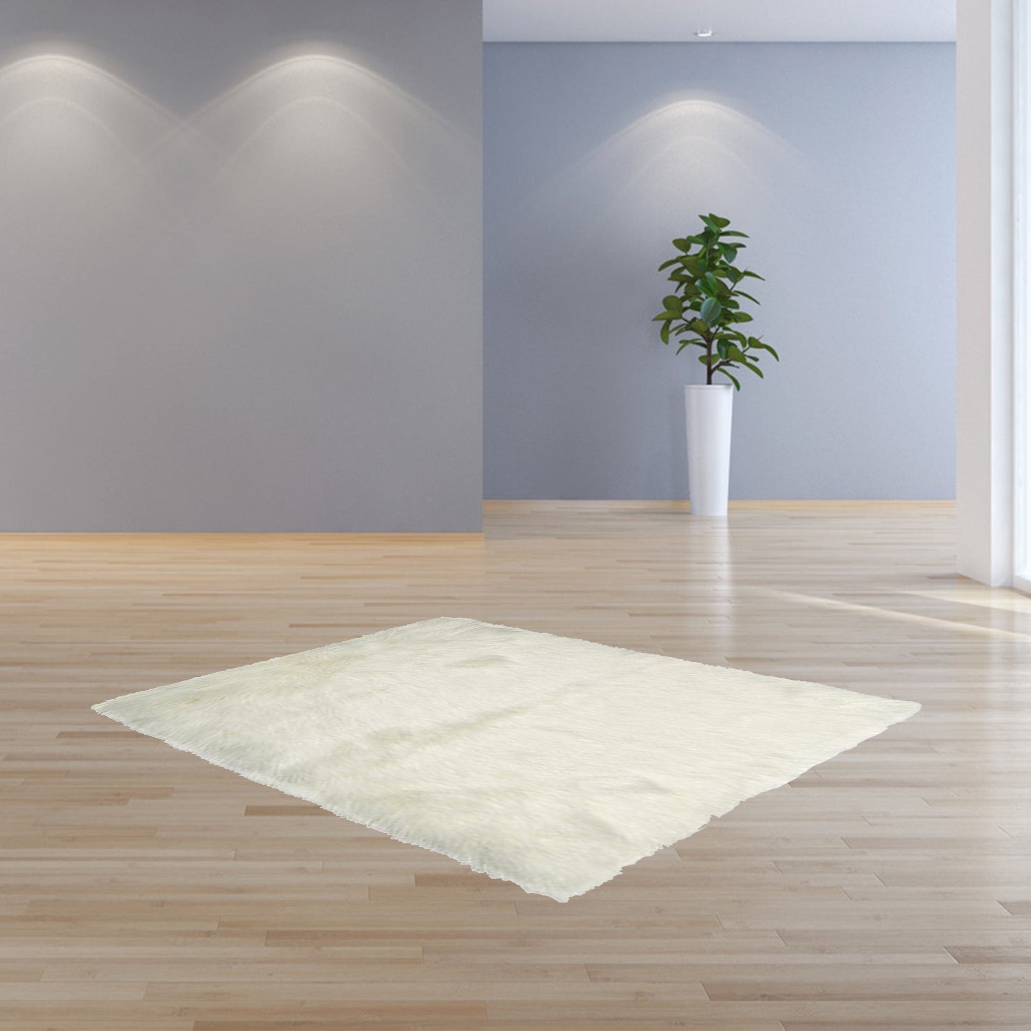 HomeRoots 24" x 36" x 1.5" Faux Rectangular Area Rug in Off White Finish
